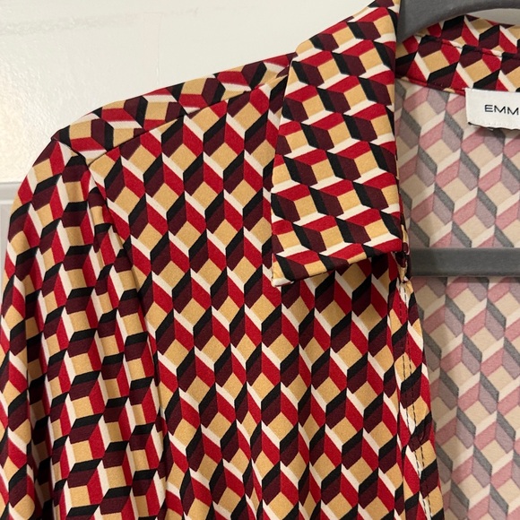 Emma & Michele Red and Cream Geometric Wrap Dress XL - Picture 3 of 5